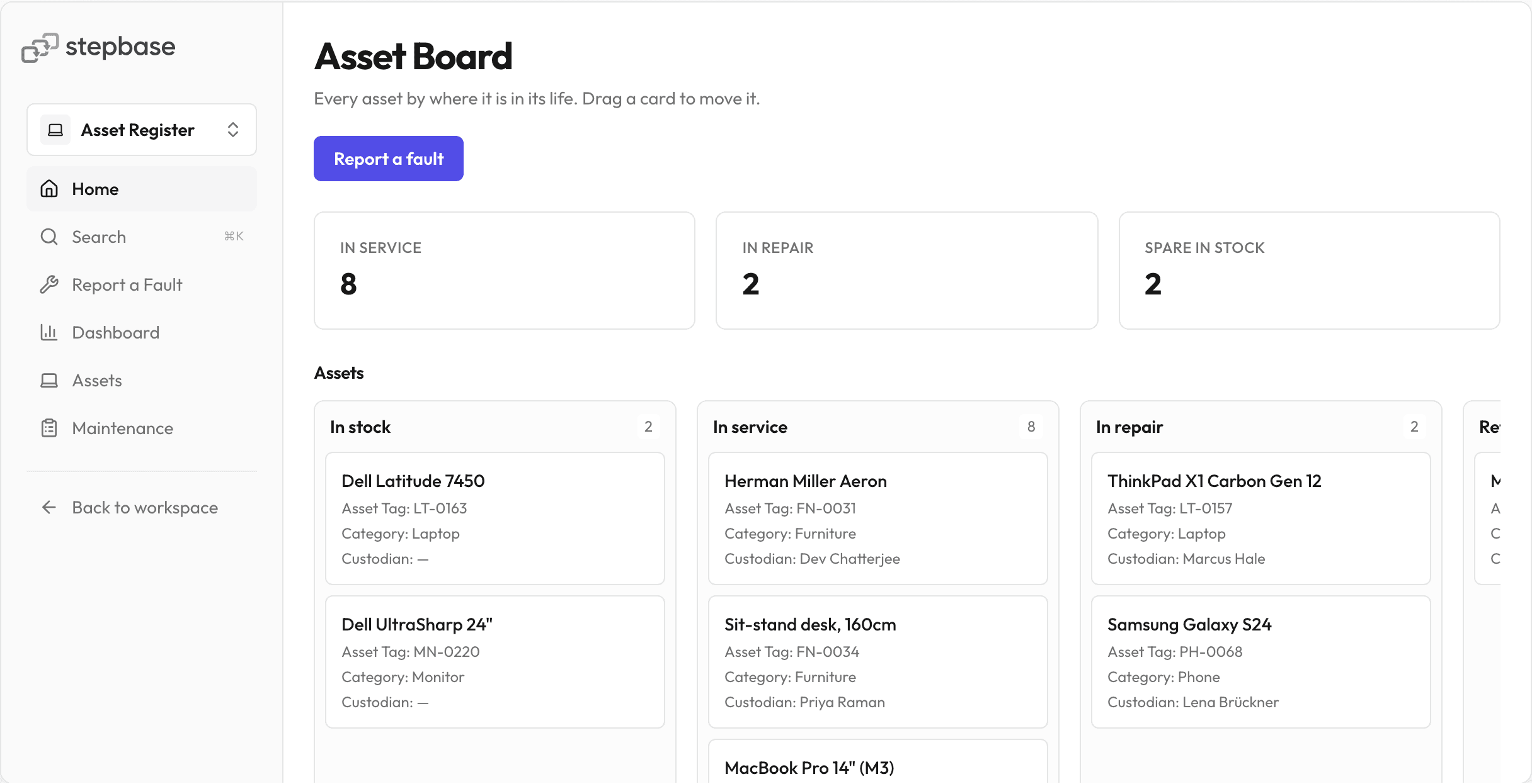 The Asset Register app